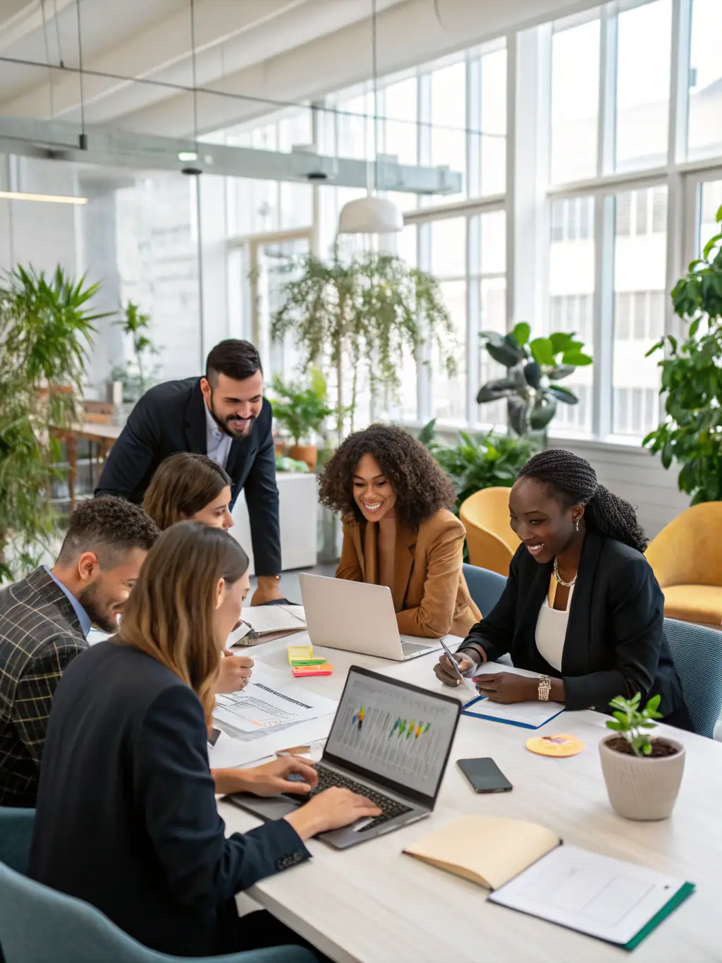 A focused image of a diverse group of people, representing a well-defined target audience, with data visualizations overlaid to symbolize audience profiling for synbiox's advertising services.